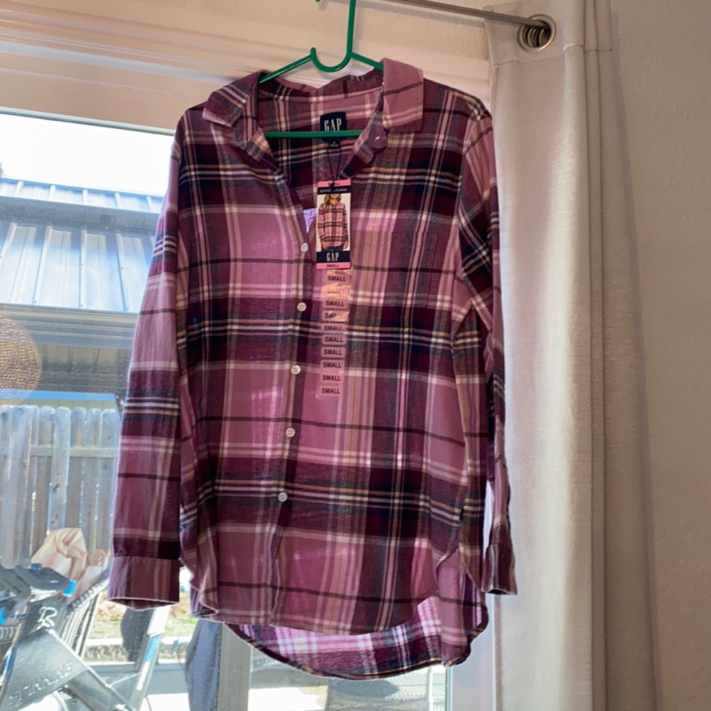 Small Plum Flannel Button Down